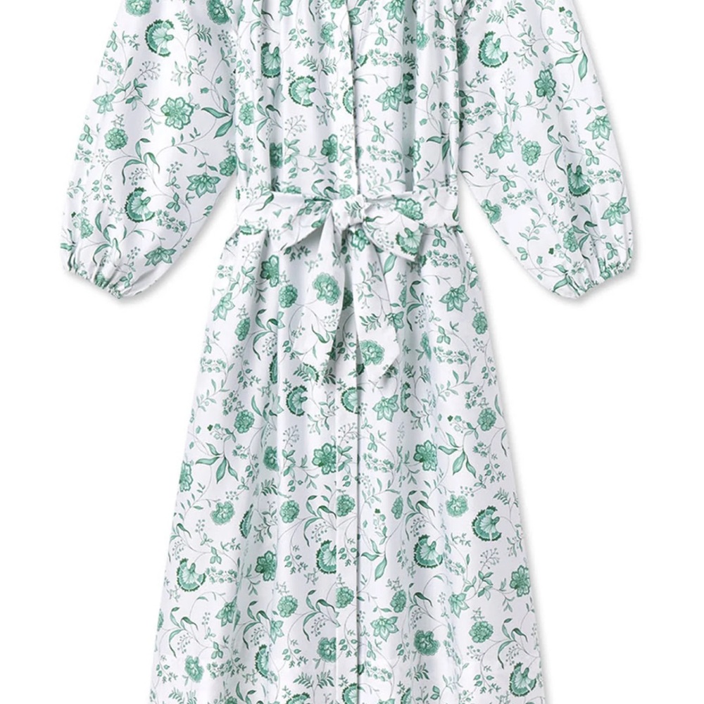 Floral Green and White Maxi Dress